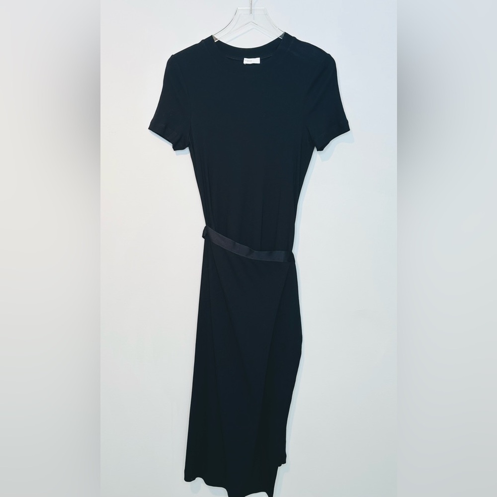 Rosetta Getty Black Midi T-Shirt Tie Waist Apron Wrap Skirt Dress NWT - Picture 3 of 15